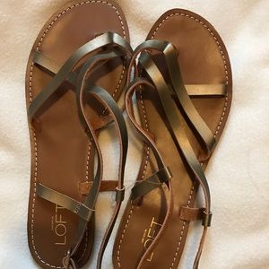LOFT BRONZE STRAPPY SANDALS NEVER WORN